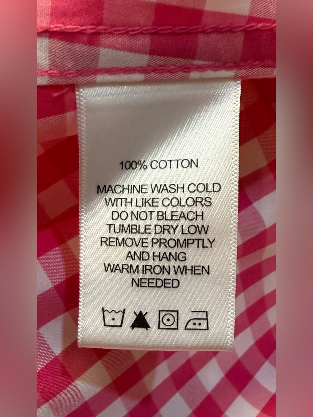 Foxcroft NYC Heritage Non Iron Pink and White Gingham Button-Down Shirt Top- 18W - Picture 11 of 12